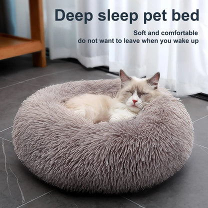 Calming Donut Dog Bed Anti-Anxiety, Self Warming, Cozy Soft Plush round Pet Bed, Ideal for Both Home & Travel, 20"L X 20"W X 8"H